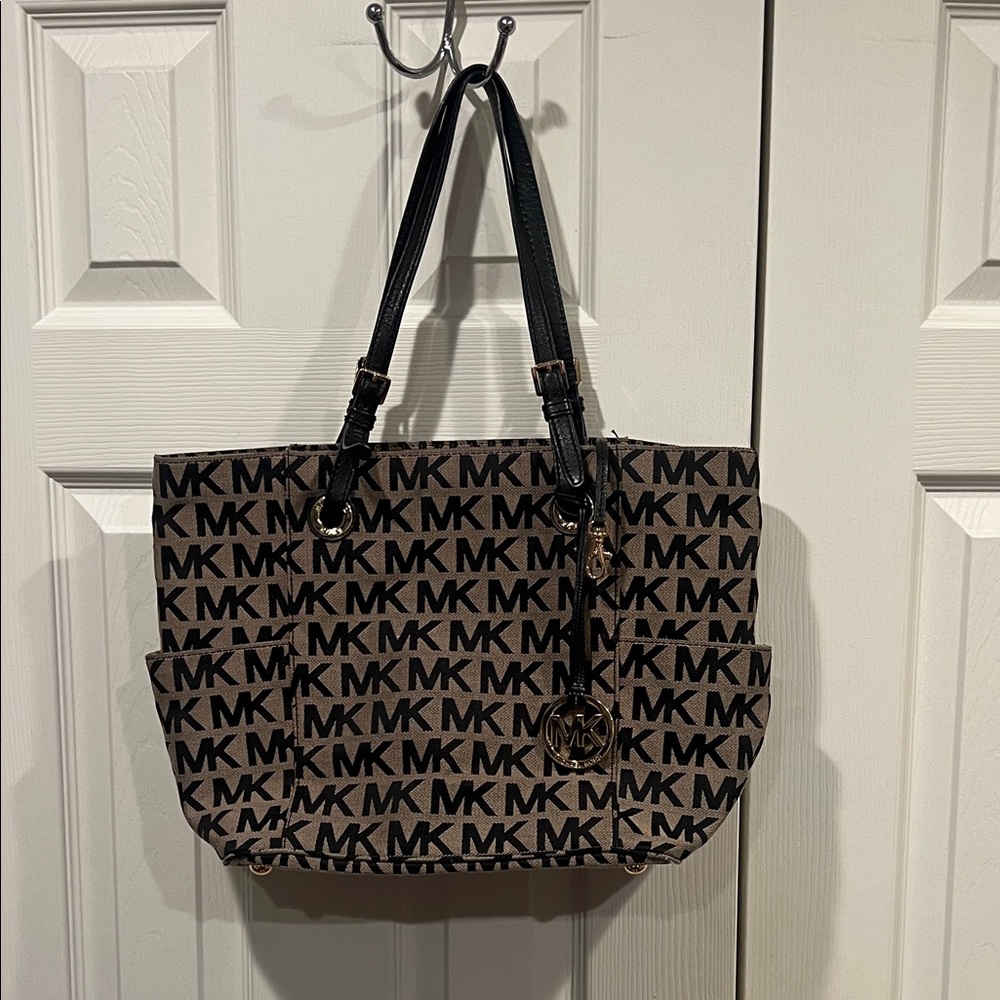 Michael Kors Brown and Tan Logo Tote